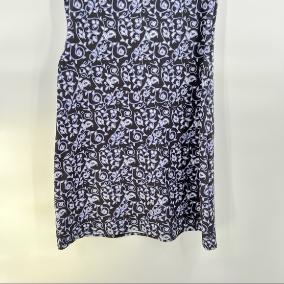 Athleta nectar faux wrap swim paisley black blue  short sleeve dress size M - Picture 6 of 10